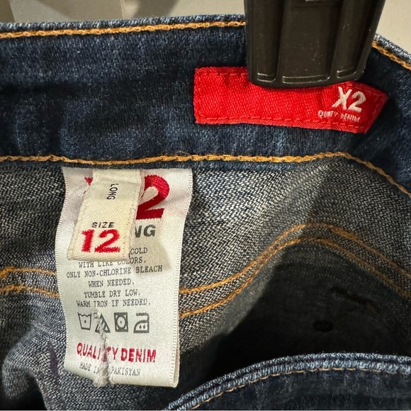 Express X2 W01 Ultra Low Rise Skinny Leg Jeans Women's Size‎ 12 Long Dark Wash - Picture 3 of 5